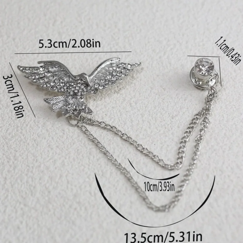 ✨Gorgeous Rhinestones Pin Brooch with Chain - Picture 2 of 2